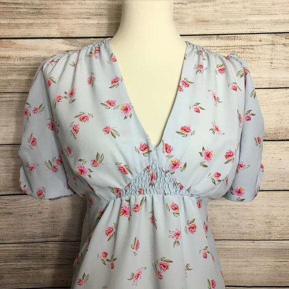 Topshop Dresses & Skirts - Light Blue Multi Floral Print Top Shop Dress